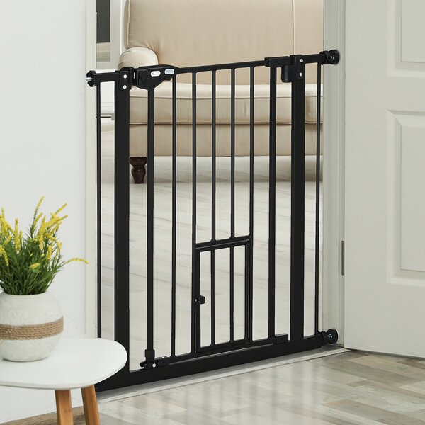PawHut Portita pentru Caini Extensibila 74-80 cm cu Inchidere Automata, Neagra | Aosom Romania