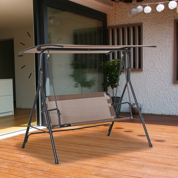 Balansoar de Gradina 3 Locuri Outsunny, Metal si Textilen, Maro 172x110x155cm | Aosom Romania