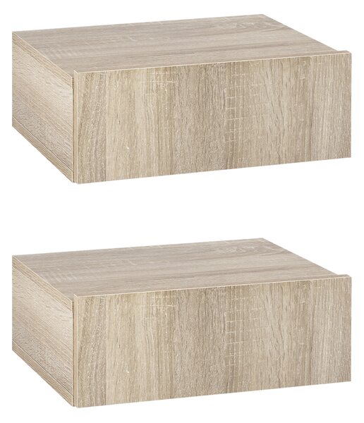 Set de 2 Noptiere Suspendate pentru Dormitor, Noptiere Moderne cu Fixare la Perete, din Lemn 40x30x15cm HOMCOM | Aosom Romania