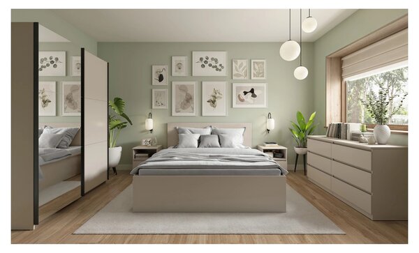 Set dormitor TETRIX, casmir, pat 160x200, dulap cu 2 usi, 2 noptiere s