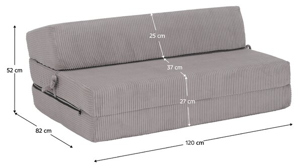 KONDELA Saltea pliabilă/fotoliu extensibil, 2 in 1, gri, VEDIS