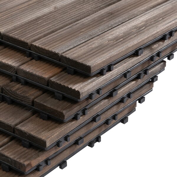 Outsunny dale exterior din lemn, 27 bucati, 30x30x2.5 cm maro | Aosom Romania