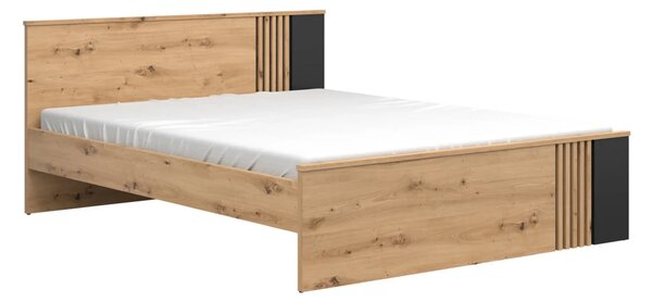 Set dormitor VABRES, stejar artisan/negru mat, pat 160x200, dulap cu 3