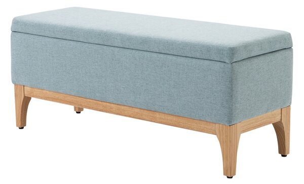 Banca de Depozitare HOMCOM din Tesatura cu Efect In si Lemn pentru Hol, 110x39x45lcm, Albastru deschis | Aosom Romania