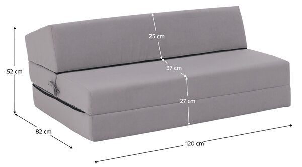 KONDELA Saltea/scaun pliabil, 2 in 1, gri deschis, VEDIS