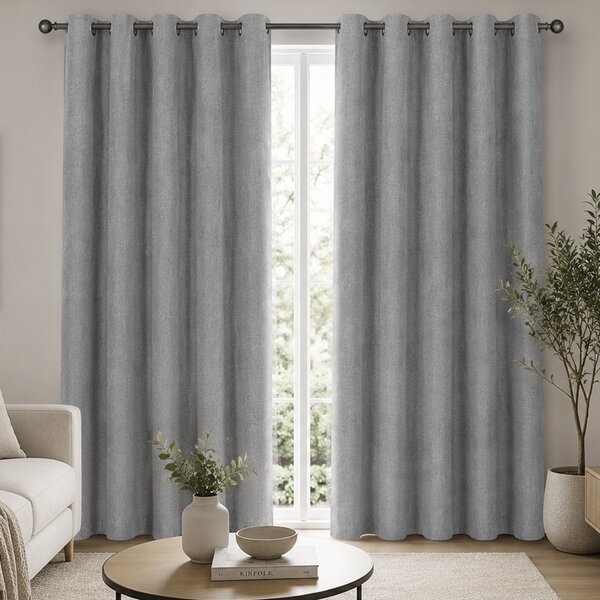 Draperie din material texturat elegant, perdea decorativă pentru living, dormitor, birou sau cameră modernă, 140 x 260 cm, gri