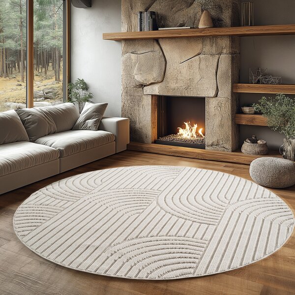 Covor Helix Crem V1, Rotund, D120 cm