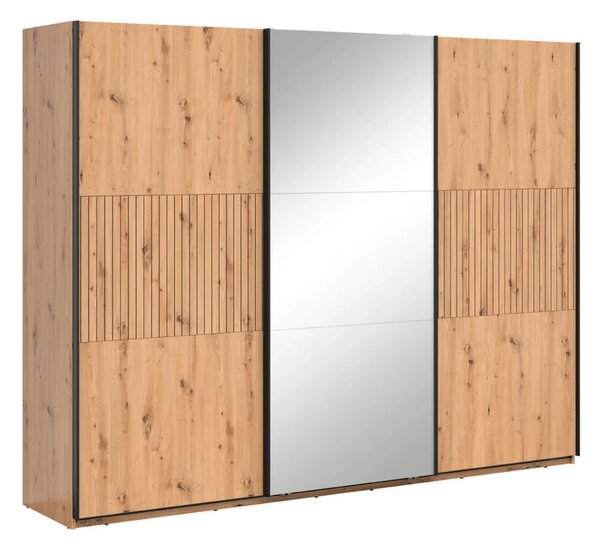 Set dormitor LAMEA, stejar artisan, pat 160x200, dulap cu 3 usi, 2 nop