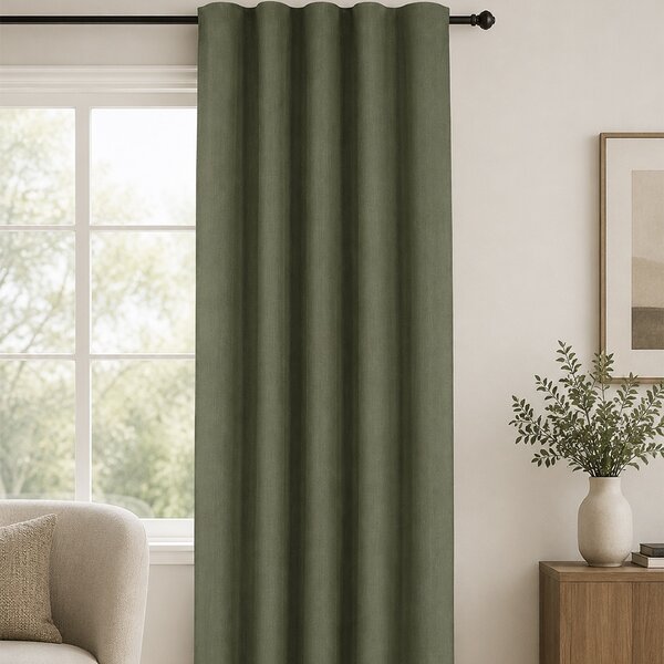 Draperie din material texturat elegant, perdea decorativă pentru living, dormitor, birou sau cameră modernă, 140 x 260 cm, verde