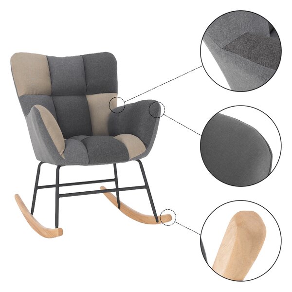 KONDELA Scaun balansoar design, patchwork/gri/bej, KEMARO
