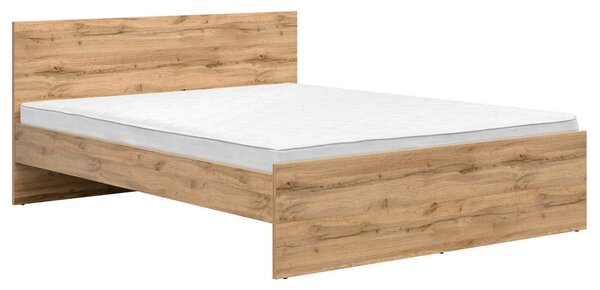 Set dormitor ZELE 2, stejar wotan/alb, pat 160x200, dulap 2 usi si un
