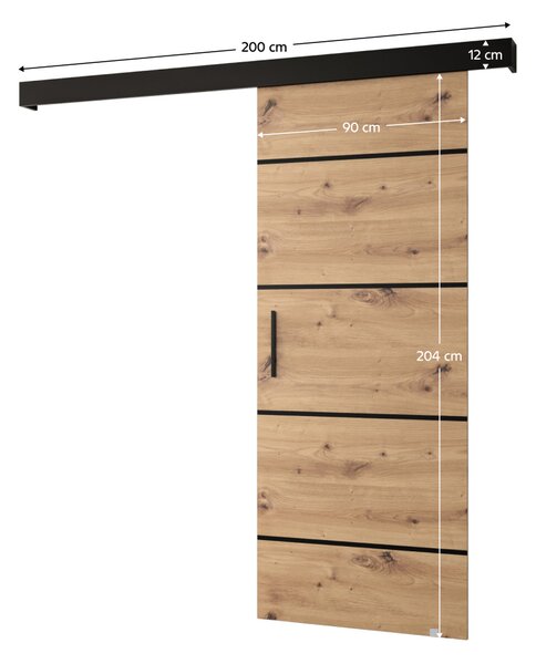 KONDELA Uşă glisantă, stejar artisan/negru/negru, SALDOR 90 4