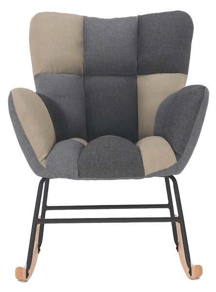 KONDELA Scaun balansoar design, patchwork/gri/bej, KEMARO