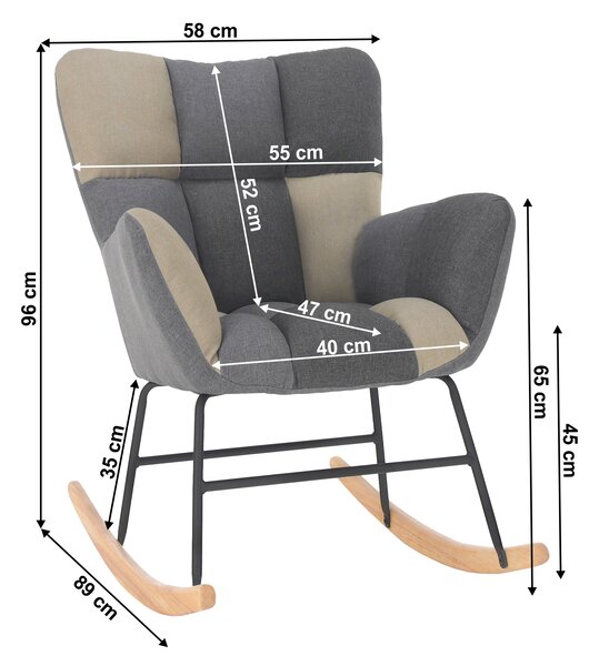 KONDELA Scaun balansoar design, patchwork/gri/bej, KEMARO