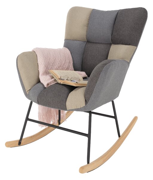 KONDELA Scaun balansoar design, patchwork/gri/bej, KEMARO