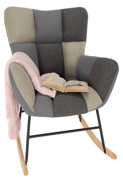 KONDELA Scaun balansoar design, patchwork/gri/bej, KEMARO