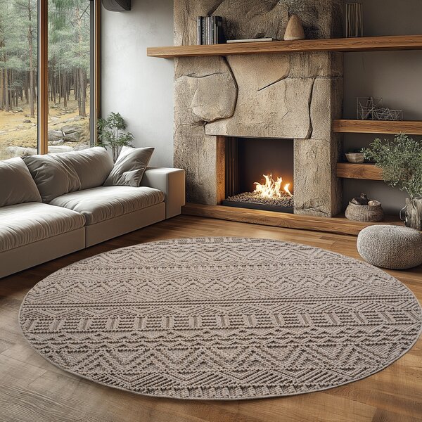 Covor Helix Bej V2, Rotund, D120 cm