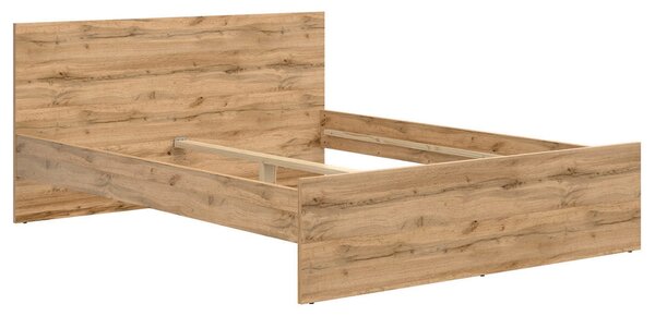 Set dormitor ZELE 2, stejar wotan/alb, pat 160x200, dulap 2 usi si un