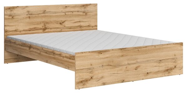 Set dormitor NUIS, stejar wotan/alb lucios, pat 160x200, dulap cu 4 us