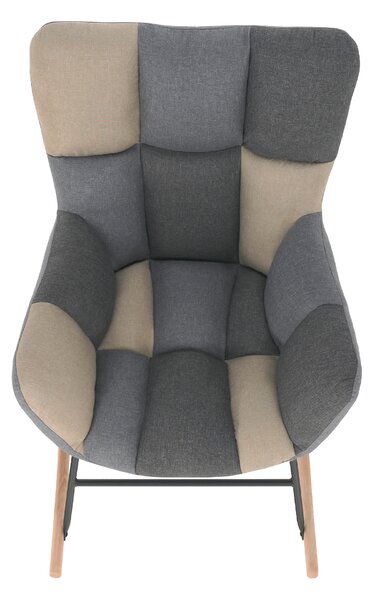 KONDELA Scaun balansoar design, patchwork/gri/bej, KEMARO