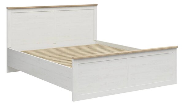 Set dormitor LOKSA 2, pin alb/stejar grandson, pat 180x200, dulap cu 2