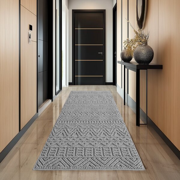 Covor traversa Helix Argintiu V2, 80 x 150 cm