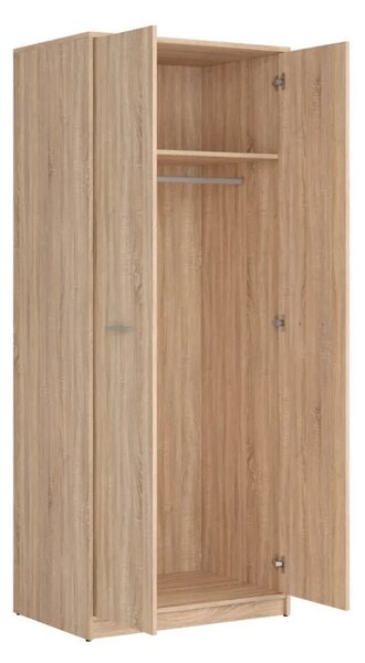Set dormitor NEPO PLUS, stejar sonoma, pat 140x200, dulap cu 2 usi, 2