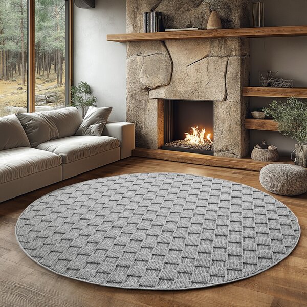 Covor Helix Argintiu V3, Rotund, D120 cm