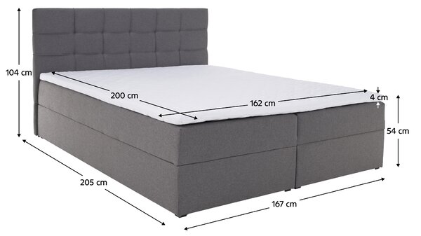 KONDELA Pat boxspring, 160x200, ţesătură gri, KAMILIA