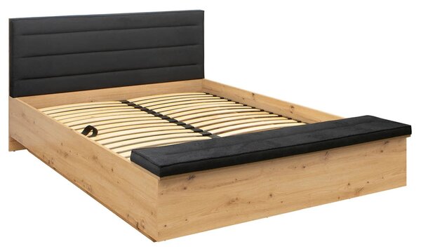 Set dormitor OSTIA, stejar artisan/negru, pat 160x200, dulap cu 2 usi