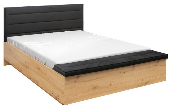 Set dormitor OSTIA, stejar artisan/negru, pat 160x200, dulap cu 2 usi