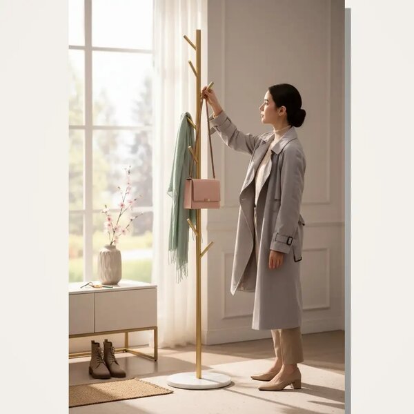 Cuier din metal ,culoare auriu,170x32 cm