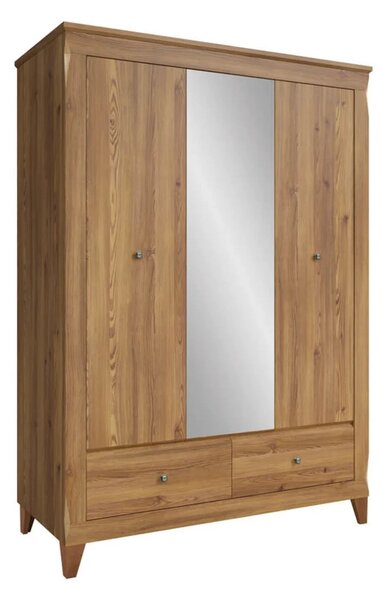Set dormitor BERGEN, stejar, pat 160x200, dulap 3 usi si 2 sertare, 2