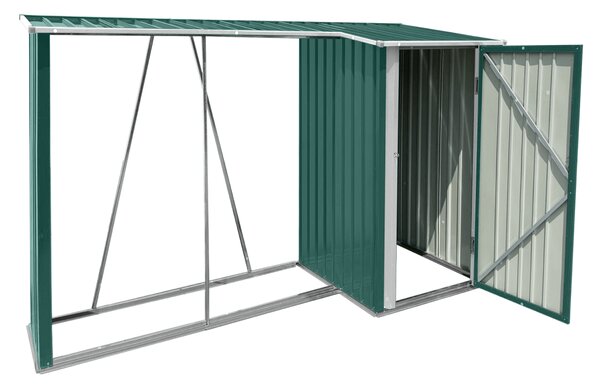 KONDELA şopron din lemn cu şopron, 270x104x159 cm, verde închis, ARPOL TYP 2