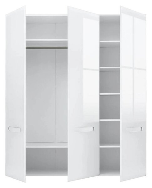 Set dormitor AZTECA TRIO, alb, pat 160x200, dulap cu 3 usi si comoda