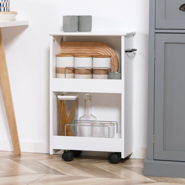 Kleankin Cărucior Multifuncțional pentru Baie și Bucătărie, Spațiu-Eficient, din MDF, 42.5x20.3x66.7 cm, Design Compact | Aosom Romania