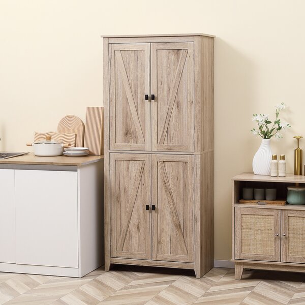 HOMCOM Bufet Elegant cu 4 Uși și Rafturi Ajustabile, Design Natural, 80x40x182 cm | Aosom Romania