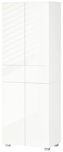 Dulap Bucatarie cu sertare,4 usi, cu 5 niveluri cu 3 rafturi reglabile, pentru sufragerie, alb lucios 60x35x170cm HOMCOM | Aosom Romania