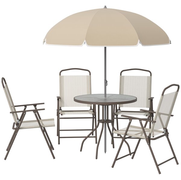 Set Mobilier de Gradina Outsunny cu Tuburi Otel 6 bucati, crem | Aosom Romania