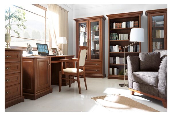 Vitrina pentru living KENT, castan, PAL/sticla securizata, 110x43x205