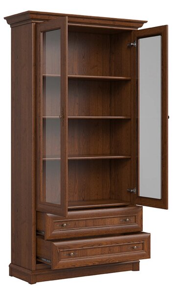 Vitrina pentru living KENT, castan, PAL/sticla securizata, 110x43x205