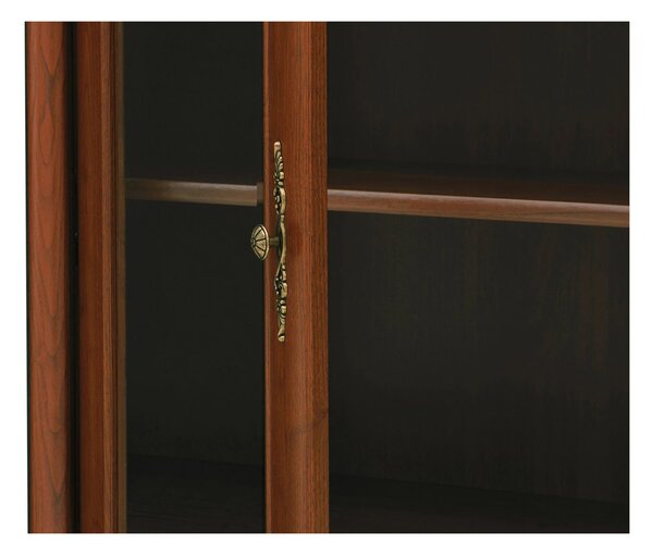 Vitrina pentru living KENT, castan, PAL/sticla securizata, 110x43x205