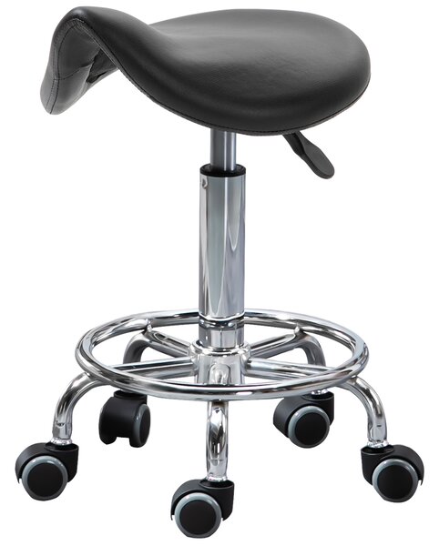 HOMCOM Scaun de Birou Reglabil, Ergonomic, cu Roti, Captușit cu Spumă, Negru 36.5x37.5x51-66cm | Aosom Romania
