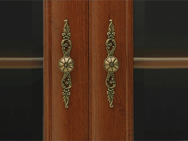 Vitrina pentru living KENT, castan, PAL/sticla securizata, 110x43x205