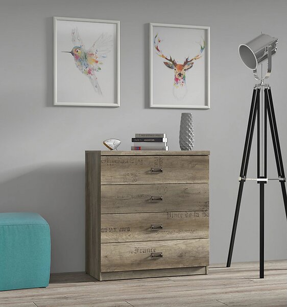 Comoda Malcolm, stejar, PAL, 80x40x88 cm