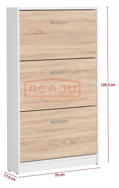 Pantofar NEPO PLUS, stejar sonoma/alb, PAL laminat, 70x18x121 cm