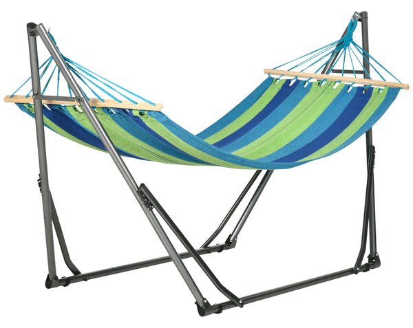 Outsunny Hamac pentru Exterior cu Arc cu Suport Curbat, Material din Bumbac Comfortabil si Cadru de Otel, Negru | Aosom Romania