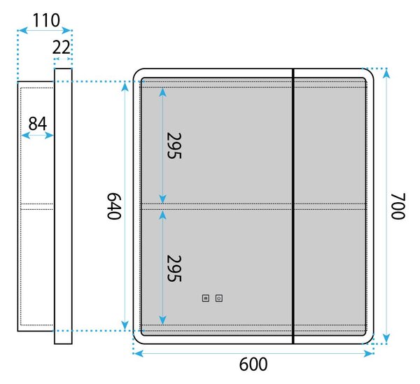 Dulap cu oglindă LED M1011-60 60x70
