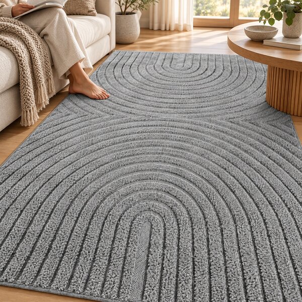 Covor VivaDeco Art V2, 120 x 170 cm, Silver, 100% Polipropilena, Fir 8 mm, 1900 g/mp, OEKO-TEX Standard 100