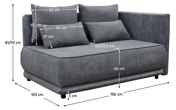 KONDELA Canapea extensibilă, culoare gri, LIAMI